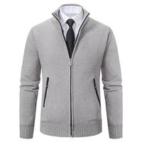 Vente en gros usine : Cardigan en maille à col roulé et revers, vêtements chauds épaissis, pull et vestes zippées pour hommes