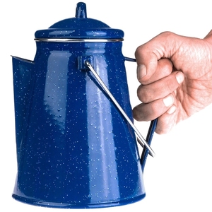 <span class=keywords><strong>Cafetera</strong></span> Percoladora de Metal Esmaltado de 12 Tazas, Resistente, Estilo Clásico, con Diseño Azul Moteado, para Exteriores, Senderismo y Camping, con Impresión de Logotipo Personalizado - Product Image 4
