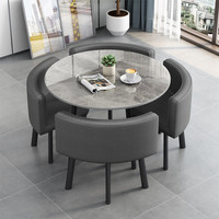 Ensemble de meubles de salle à manger en métal moderne avec tables et chaises combinées, de petite taille, multifonctionnel