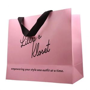 Custom Printing Logo Eco-friendly Fashion Shopping Clothing Gift Pink White Luxury White Cardboard Paper Bag With Handles - Product Image 4