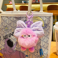 Porte-clés pendentif poupée elfe en peluche avec nœud et pompon, mignon, breloque pour sac à dos, cadeau, ornement, sans impression, style Instagram