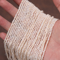 RINNTIN PP16 Perles d'eau douce naturelles de forme presque ronde de 3 à 7 mm, collier de perles blanches de 35 à 37 cm de long, perles en vrac pour la fabrication de bijoux