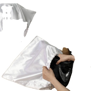Custom logo Luxury Purse <b>Shoes</b> Dustproof Storage Large Silk Drawstring Pouch <b>Satin</b> Dust Bags for Handbags Hair Bags Packaging - Product Image 3