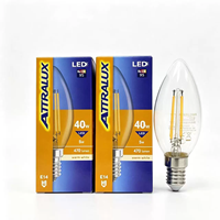 Ampoule LED à culot E14, type bougie Edison, avec embout en cristal