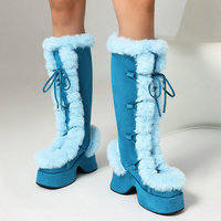 Bottes à plateforme en fausse fourrure pour femmes, bottes hautes à plateforme, bottes d'hiver élégantes, chaussures décontractées pour tous les jours, designs uniques personnalisés