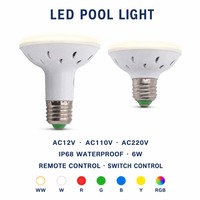 Ampoule de remplacement pour éclairage de piscine E27 - Par25, ampoule RGB colorée, lumière sous-marine, utilisation pour les éléments aquatiques, AC12V AC110V AC220V 6W
