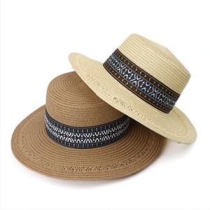 Chapeau de paille Panama pour femme, chapeau de soleil d'été pour la plage, à large bord, broderie à la main, en herbe naturelle, pour adulte - Product Image 1