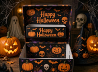 Boîte en papier tendance et écologique en matériaux recyclés avec gaufrage, sac d'Halloween pour chapeaux et produits d'Halloween