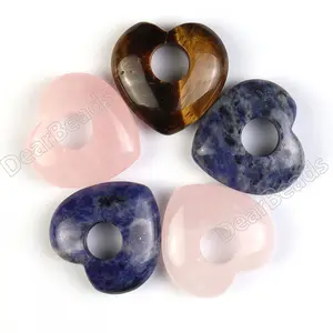 NEUER BULK Heart Stone Donut Anhänger, Perlen mit großem Loch Gogos Anhänger für DIY SCHMUCK HALSKETTE MALA MAKING