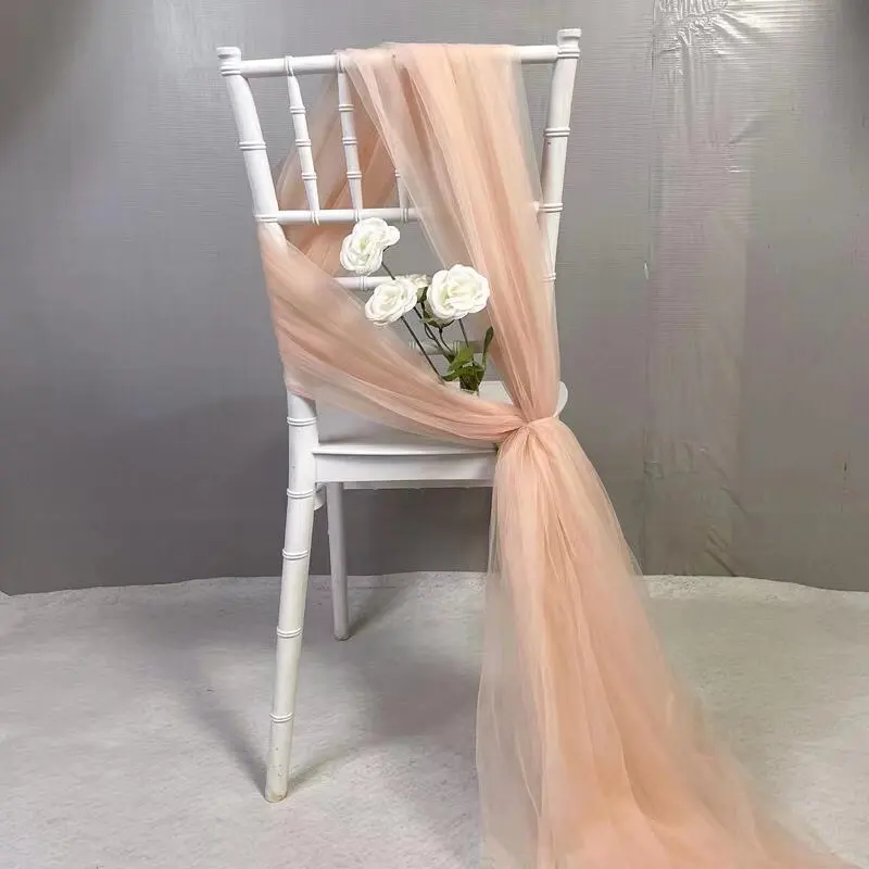 Chair Sashes Wedding Aisle Decorations for Ceremony, Chiffon Chair Sash for Wedding Chair Decoration Dusty Rose & Blush