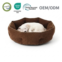 Vente en gros de lits pour animaux de compagnie, chiens et chats, modernes, luxueux, en peluche, lavables, apaisants, en forme de donut, pour un sommeil profond, moelleux, en carton