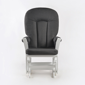 Chaise à bascule et pouf gris foncé en microfibre finition bois design contemporain pour meubles de salon à la maison - Product Image 2