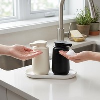 Distributeur automatique de savon classique en acier inoxydable noir avec capteur infrarouge USB, étanche IPX5, capacité de 300 ml pour une utilisation en extérieur