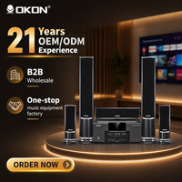 Système Home Cinéma Surround 5.1 OKON K10A avec Amplificateur USB, Fibre Optique, Coaxial, Haut-parleur, Colonne Sonore Bluetooth et Ensemble de Microphones