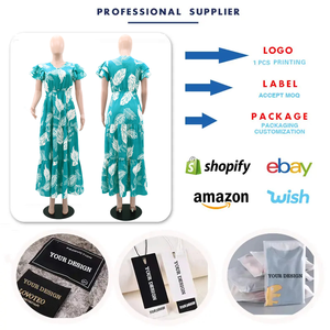 Y10465 Robes d'été tendance pour femmes, décontractées et élégantes, col en V, boutonnées, taille élastique, <span class=keywords><strong>robe</strong></span> <span class=keywords><strong>longue</strong></span> trapèze imprimée pour femmes - Product Image 3
