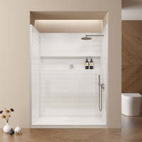 Panneaux muraux de douche blancs 10 x 20 pouces, imperméables, résistants aux rayures, empilables verticalement, avec porte de douche