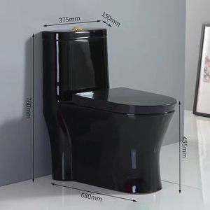 WC monobloc allongé en céramique noir, style européen, russe, <span class=keywords><strong>turc</strong></span>, pour sanitaires, cuvette de toilettes et cuvette WC - Product Image 2