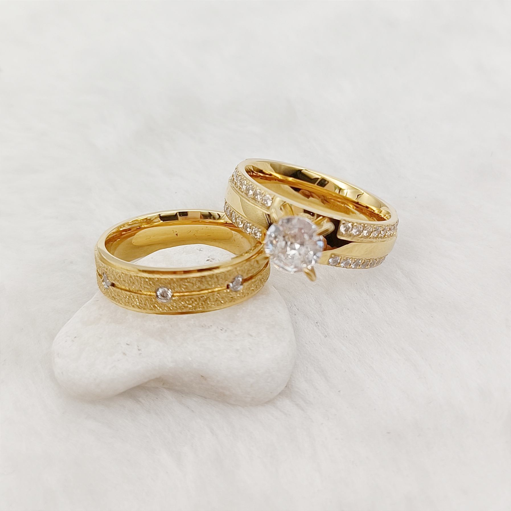 24k Gold Plated Women's Moissanite Engagement Rings Bridal Sets