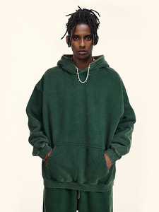 Sweat à capuche noir pour homme avec strass, style streetwear oversize, imprimé lettres, en coton tricoté, style automne - Product Image 2