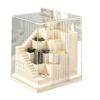 Organisateur de rouges à lèvres en plastique exclusif transfrontalier, boîte de rangement de maquillage haut de gamme avec couvercle anti-poussière, support de pinceaux de maquillage de bureau moderne