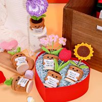 Bunga rajutan buatan tangan dekorasi tanaman pot Hari Guru hadiah akhir tahun Terima kasih hadiah untuk wanita bos lembaran