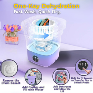 Lave-linge et essoreuse portables automatiques mini pliables en plastique à lumière bleue pour sous-vêtements et chaussettes - Product Image 4