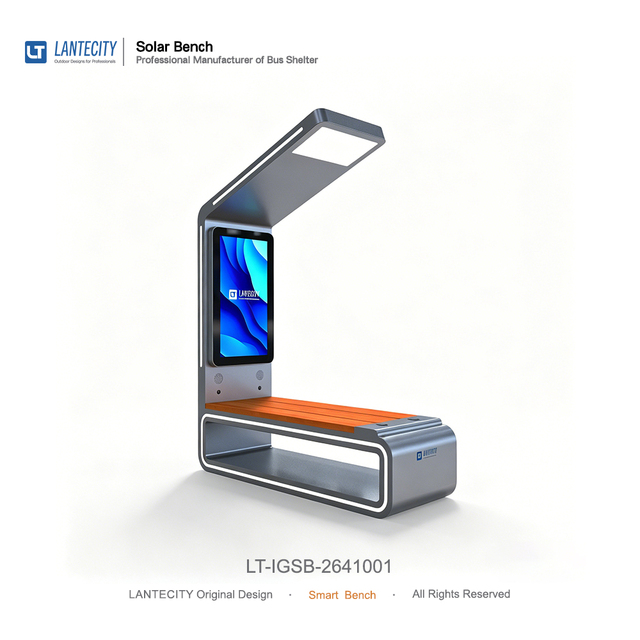 Solar Powered Smart Bench With USB Charging and Wireless Charging