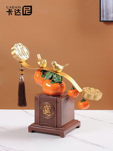 Escultura de Resina Epoxi con Diseño Ruyi Estilo Arte Folclórico Chino, Figura Decorativa de Caqui, Artesanía para Sala de Estar, Entrada o Vinoteca - Product Image 3