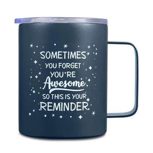 Mug isotherme anti-déversement en acier inoxydable – Design « Parfois, <span class=keywords><strong>tu</strong></span> <span class=keywords><strong>oublies</strong></span> que <span class=keywords><strong>tu</strong></span> es génial » pour homme – 12 oz, bleu marine - Product Image 4