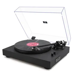 Plataforma giratória com saída Bluetooth Hifi LP vintage com gravação USB com cartucho de Audio Tech AT3600 e placa de alumínio