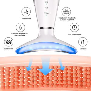 เครื่องนวดหน้าและลำคอร้อนเย็นเครื่องนวดยกกระชับผิวผู้หญิงลดริ้วรอยความถี่การสั่นสะเทือนอุปกรณ์ปรับสีผิวหน้า - Product Image 4