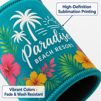 Support de canette promotionnel en néoprène 7 mm, sublimation couleur intégrale, pour fêtes sur la plage, stations balnéaires, barbecues et événements australiens