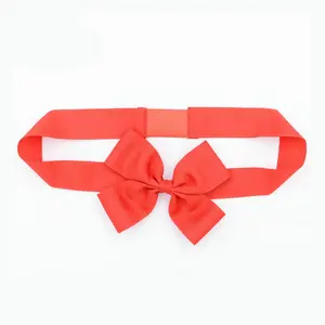 wholesale custom eco friendly pre tied satin gift packing ribbon bows with elastic loop