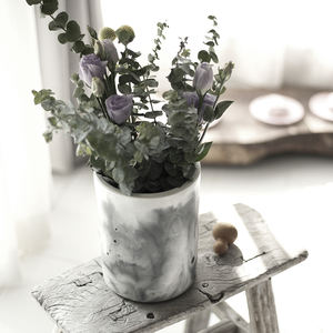 Design retrò vaso di <span class=keywords><strong>cemento</strong></span> cilindrico per interni esterni nero bianco inchiostro a contrasto per giardino balcone posizionamento <span class=keywords><strong>vasi</strong></span> di fiori <span class=keywords><strong>fioriere</strong></span> - Product Image 4