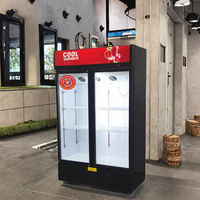 Congélateur réfrigérateur à 2 portes, réfrigérateur commercial pour boissons, vitrine industrielle à température unique, présentoirs de magasins, vitrine en verre avec ventilateur
