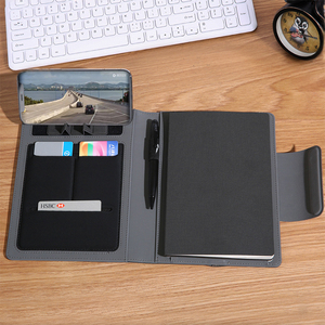 Cahier multifonctionnel A5 de haute qualité en cuir personnalisé Mobile Power Bank Chargement rapide sans fil Caractéristiques Promotions disponibles - Product Image 1
