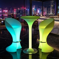 Table de bar LED rechargeable et étanche, table haute lumineuse en plastique PE pour restaurant, bar, salon, hôtel, OEM, sur mesure, vente en gros