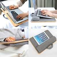 Draagbare Bamboe Laptop Lap Lade Computer Knietafel Schoot Bureau Laptop Bureau Met Zachte Kussen Muismat En Telefoonhouder