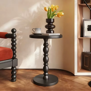 Table basse vintage <span class=keywords><strong>française</strong></span> en bois massif, table d'appoint pour salon, table ronde, table de chevet avec rangement - Product Image 3