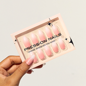 30 pièces de clous à presser en forme d'amande goyave rose dégradé blanc laiteux, ongles artificiels en acrylique épais et <span class=keywords><strong>simple</strong></span> - Product Image 5