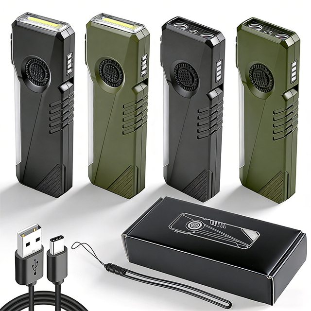 Rechargeable EDC Flat Flashlight with UV&White LED, 200 Lumens Magnetic Portable Pocket Lights for Outdoors Emergency Working