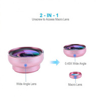 Objectif mobile 2-en-1 pour photographie : Grand angle 0,45x + Macro 12,5x, objectif externe HD pour selfies