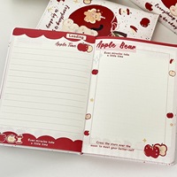 Carnet A5 en cuir PU motif Ours et Pomme, 145 x 200 mm, 96 pages, couverture mignonne Chat et Ours, pour étudiants, journalisation et papeterie cadeau