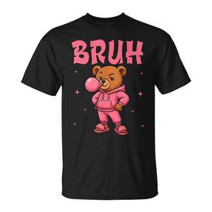 T-shirt à manches courtes sur le thème de l'anniversaire de l'ours en peluche pour filles, col rond rose, imprimé numérique - Product Image 1