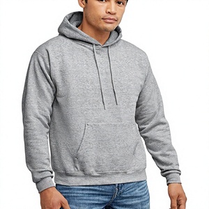 เสื้อฮู้ดซิปผ้าฟลีซทรงบ็อกซี่สำหรับผู้ชาย สีพื้นเรียบง่าย สไตล์ลำลอง สตรีทแวร์ - Product Image 1