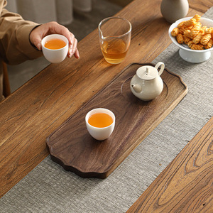 Bandeja de Té de Madera de Nogal Norteamericano, Forma Irregular, Duradera, para Servir Té y Aperitivos, Ideal para la Hora del Té - Product Image 1