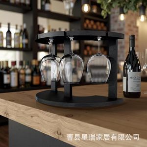 Estante para copas de vino, mesa redonda negra con orificio de drenaje para almacenamiento en fiestas - Product Image 4