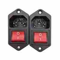 Prise d'alimentation CA certifiée UL IEC C14 10A 250V avec voyant lumineux rouge, type à bornes à vis