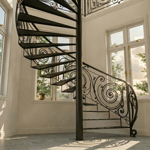 Escalera de Caracol de Hierro Fundido Khang Hung Phat con Barandillas Ornamentadas, Diseño Europeo Moderno, Resistente al Óxido, Antirrobo, para Uso en Apartamentos, DIY - Product Image 1