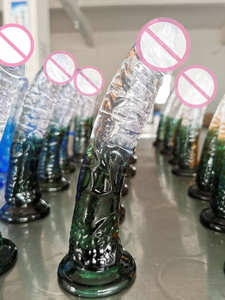 Jouet pour adultes pour femmes, stimulateur du point G, gode transparent <span class=keywords><strong>en</strong></span> gelée dégradé couleur piano, ventouse puissante - Product Image 4